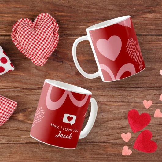 Mug Couple Coeur personnalisé vous aime Nom romantique