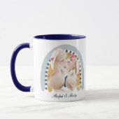 Mug Couple Couple Bunny Rainbow Customisé Cadeau lui (Gauche)