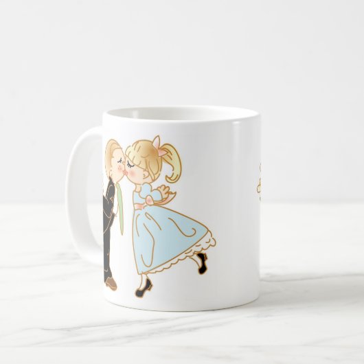 Mug Couple de baiser mignon (Devant gauche)