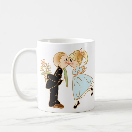 Mug Couple de baiser mignon (Gauche)