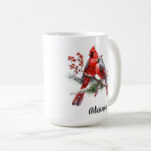 Mug Couple de cardinaux Oiseaux rouges Nature (Devant droit)