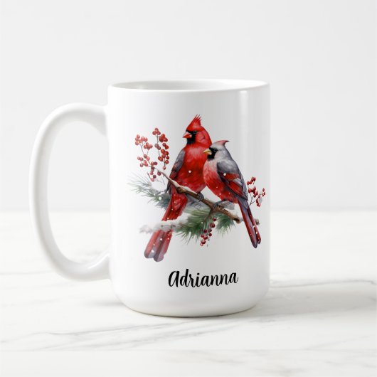 Mug Couple de cardinaux Oiseaux rouges Nature (Gauche)
