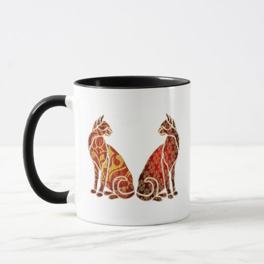 Mug Couple de chat rouge et or (Gauche)