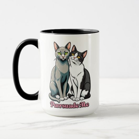 Mug Couple de chats bavards mignons (Gauche)