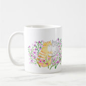 Mug Couple de chats mignons se câlinant dans les fleur (Gauche)