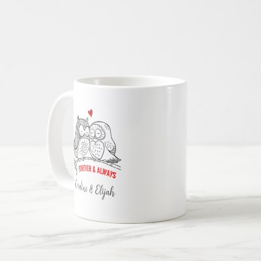 Mug Couple de Chouettes sur mesure, Saint Valentin (Devant gauche)