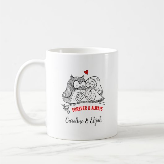 Mug Couple de Chouettes sur mesure, Saint Valentin (Gauche)