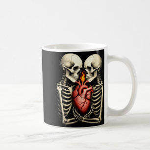 Mug Couple de crânes gothiques Cœur enflammé Style Rom