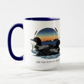 Mug Couple de huards Coucher de soleil Bleu Lac Faune (Gauche)