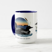 Mug Couple de huards Coucher de soleil Bleu Lac Faune (Devant gauche)