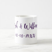 Mug couple de mariages. Nom date violet simple mo mini (Centre)