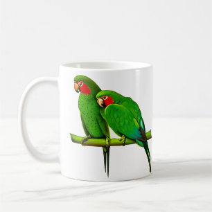 Mug Couple de perroquet vert et rouge