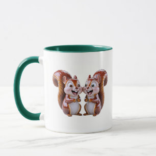Mug Couple de petits écureuils amis de dessin animé mi
