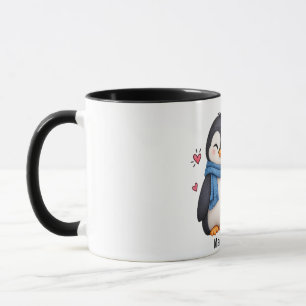 Mug couple de pingouins nom personnalisé