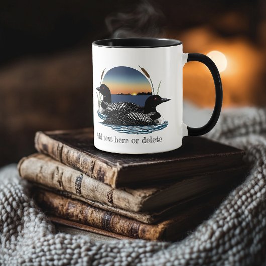 Mug Couple de plongeons arctiques Coucher de soleil Bl