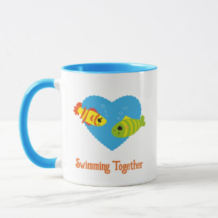 Mug Couple de poissons nageant ensemble sur mesure Amo