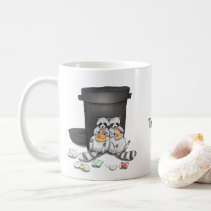 Mug Couple de ratons laveurs drôles mangeant une pizza