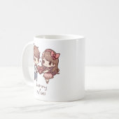 Mug Couple de Saint-Valentin de style Chibi personnali (Devant gauche)