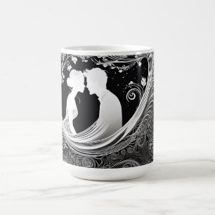 Mug Couple de silhouette romantique blanc et noir