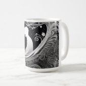 Mug Couple de silhouette romantique blanc et noir (Devant droit)