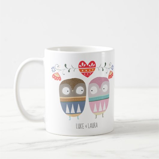 Mug Couple d'hibou Un couple d'arts graphiques Un coup (Gauche)