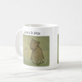 Mug Couple d'ours et de lapin Nom personnalisé Cadeau (Devant gauche)