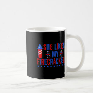 Mug Couple drôle correspondant 4 juillet Il aime mon f
