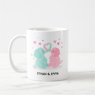 Mug Couple Eléphant Cute Personnalisé Saint Valentin