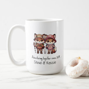 Mug Couple Fox mignon Aventurant ensemble depuis Rando