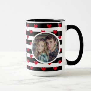 Mug Couple Love Hearts Stripe Jour des Valentines Ph