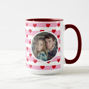 Mug Couple Love Hearts Stripe   Jour des Valentines Ph