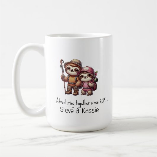 Mug Couple mignon Sloth Aventurant ensemble depuis (Gauche)