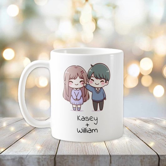 Mug Couple personnalisé de style Chibi