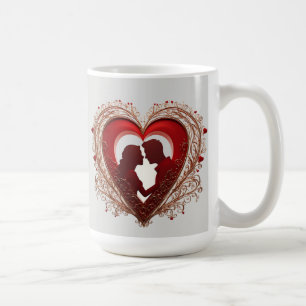 Mug Couple s'étreignant à l'intérieur d'un grand cœur 