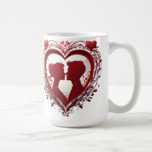 Mug Couple s'étreignant à l'intérieur d'un grand cœur