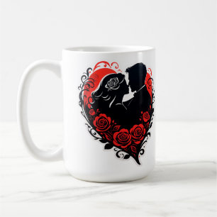 Mug Couple s'étreignant dans un cœur rouge avec une ro