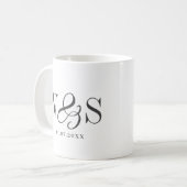 Mug Couples de mariage initial blanc élégant (Devant gauche)
