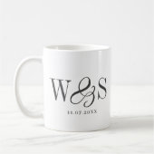 Mug Couples de mariage initial blanc élégant (Gauche)