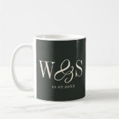 Mug Couples de mariage initial élégant ébène (Gauche)
