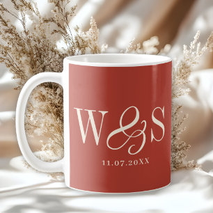 Mug Couples de mariés initiale rustique élégante