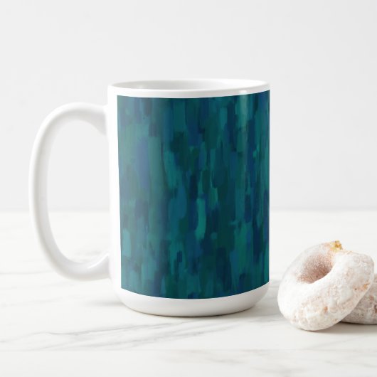 Mug Coups de pinceau impressionnistes, Nuit, Sarcelle, (Avec donut)