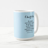 Mug Courage bleu clair Bible Verset Nom personnalisé S (Devant droit)