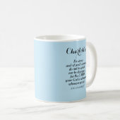 Mug Courage bleu clair Bible Verset Nom personnalisé S (Devant droit)