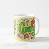 Mug Courage Heart Word Art Custom Coffee Cup (Devant droit)