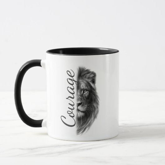 Mug Courage Lion Artistique Minimal-  (Gauche)