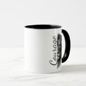 Mug Courage Lion Artistique Minimal-  (Devant droit)