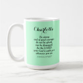 Mug Courage vert clair Bible Verset Nom personnalisé S (Gauche)