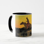 Mug Courageux cavalier à cheval contre le coucher du s (Devant gauche)