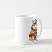 Mug Courageux pompier Sibérien Husky Chien honorant (Devant droit)
