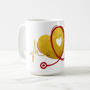 Mug Courbe de cœur avec stethoscope médical 1